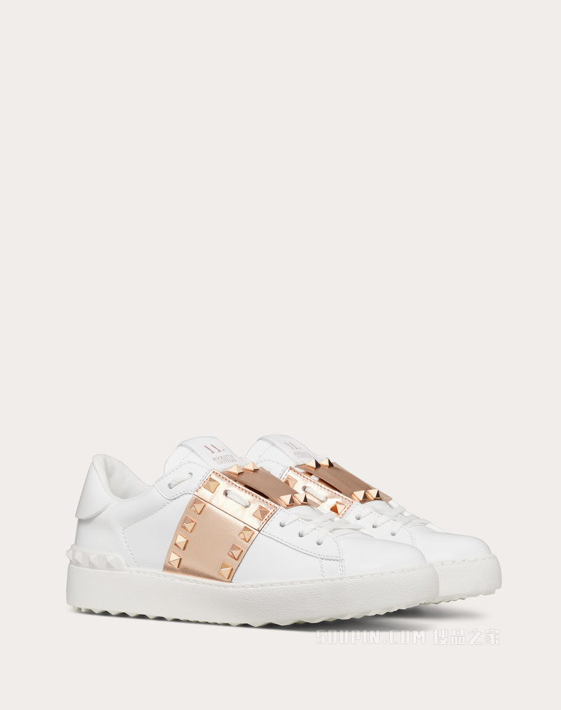 Rockstud Untitled 金属质感条纹小牛皮铆钉运动鞋