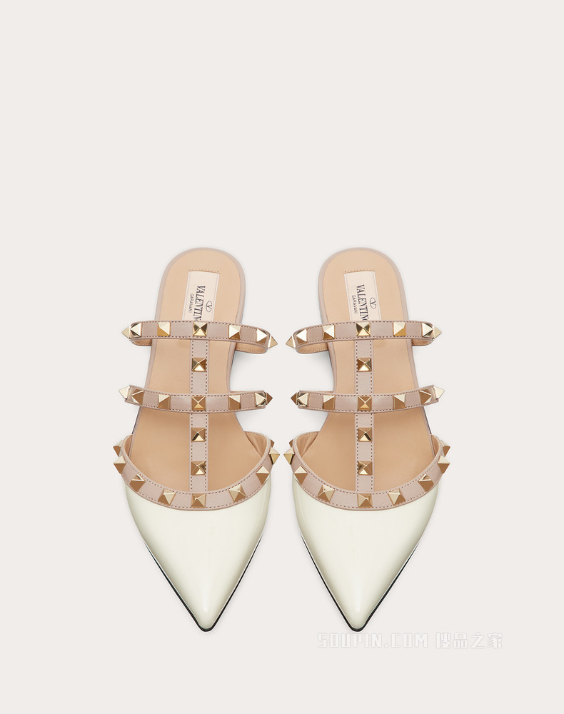 Rockstud 漆皮铆钉穆勒鞋（鞋跟高 0.5 厘米）