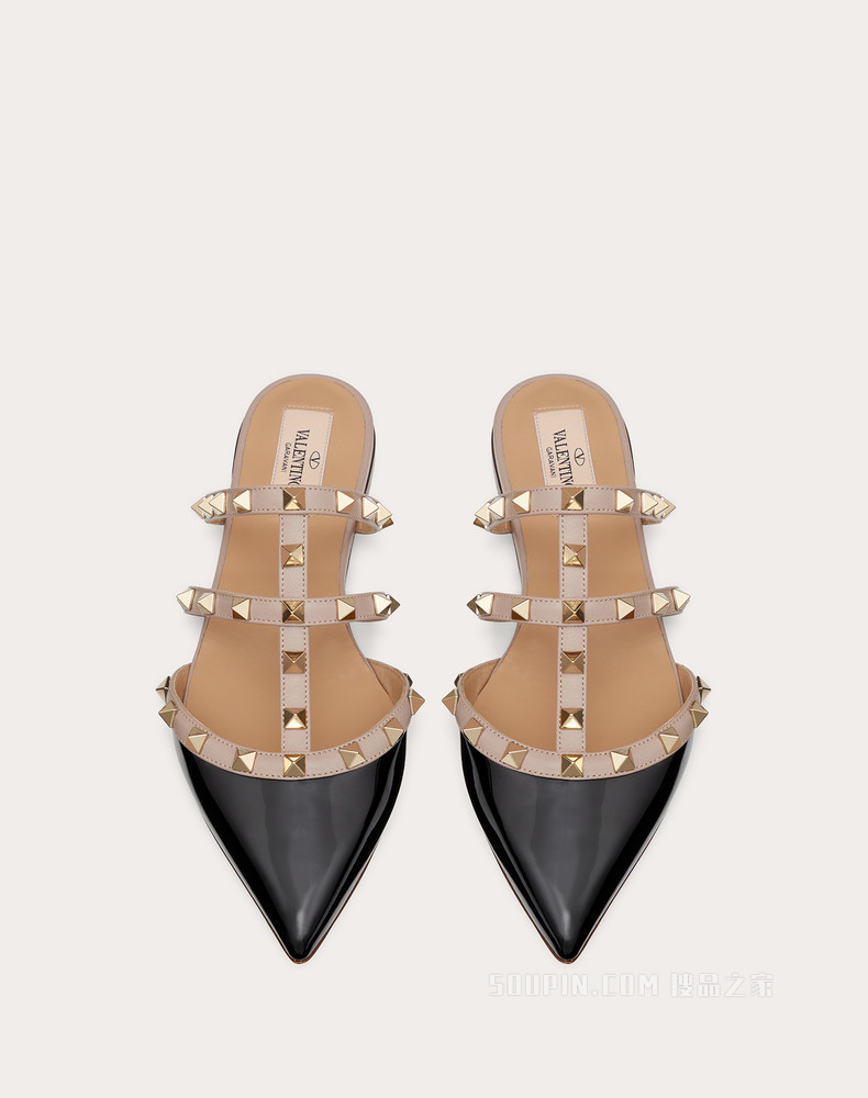 Rockstud 漆皮铆钉穆勒鞋（鞋跟高 0.5 厘米）