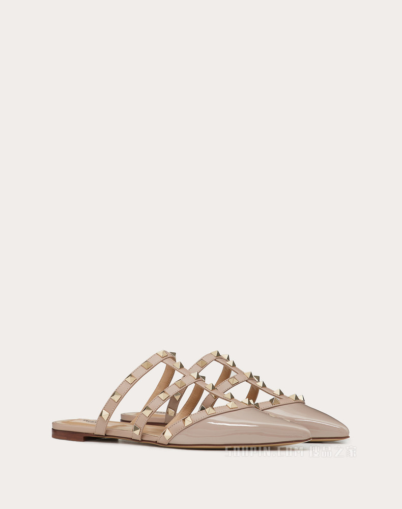 Rockstud 漆皮铆钉穆勒鞋（鞋跟高 0.5 厘米）