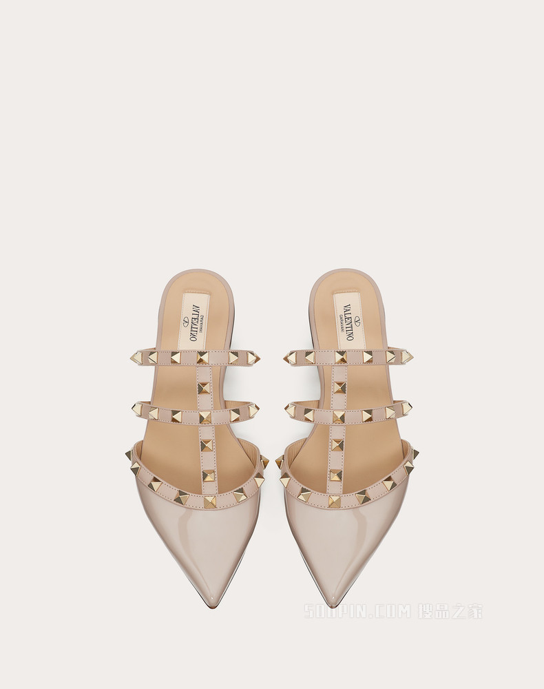 Rockstud 漆皮铆钉穆勒鞋（鞋跟高 0.5 厘米）
