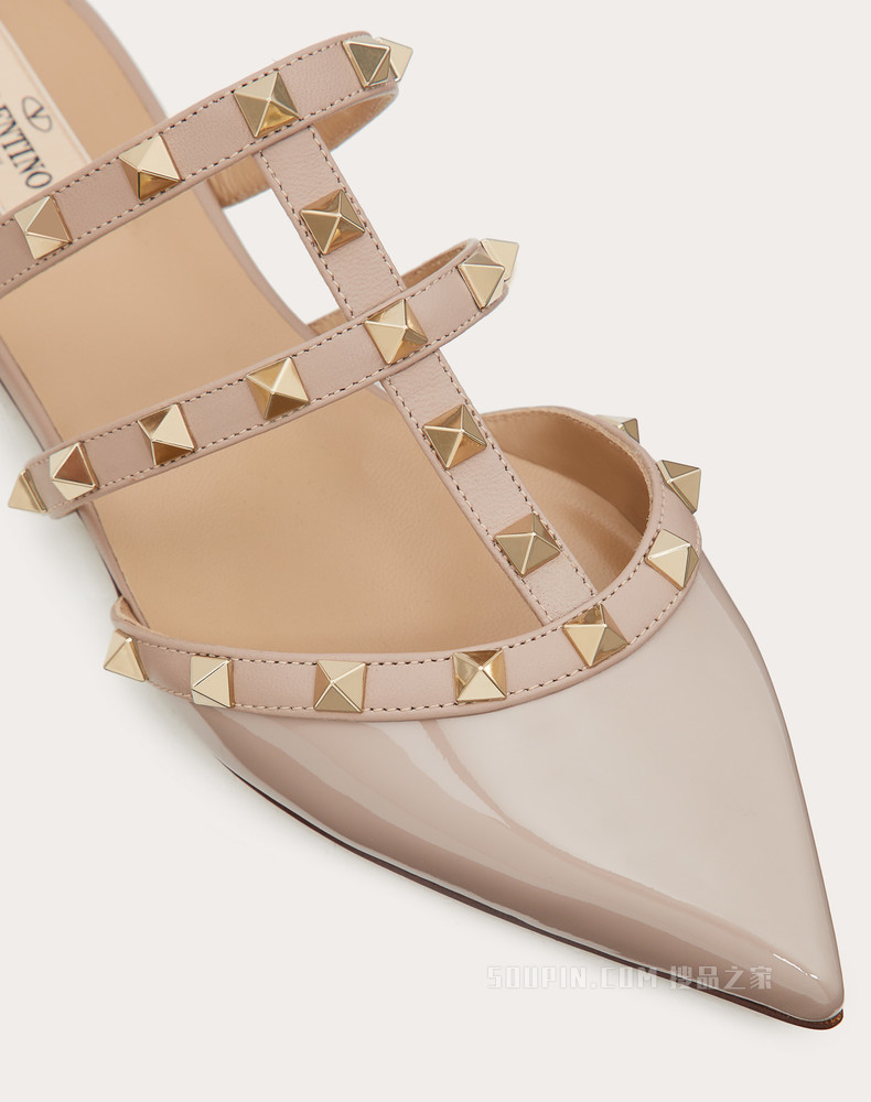 Rockstud 漆皮铆钉穆勒鞋（鞋跟高 0.5 厘米）