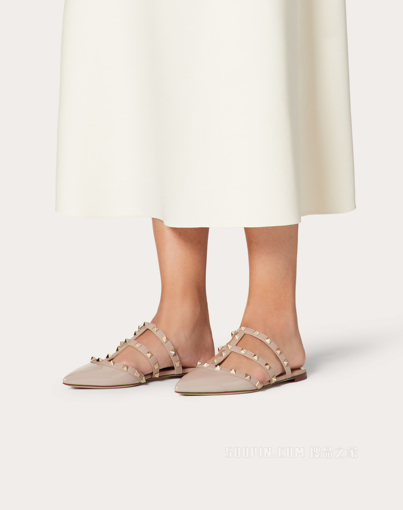 Rockstud 漆皮铆钉穆勒鞋（鞋跟高 0.5 厘米）