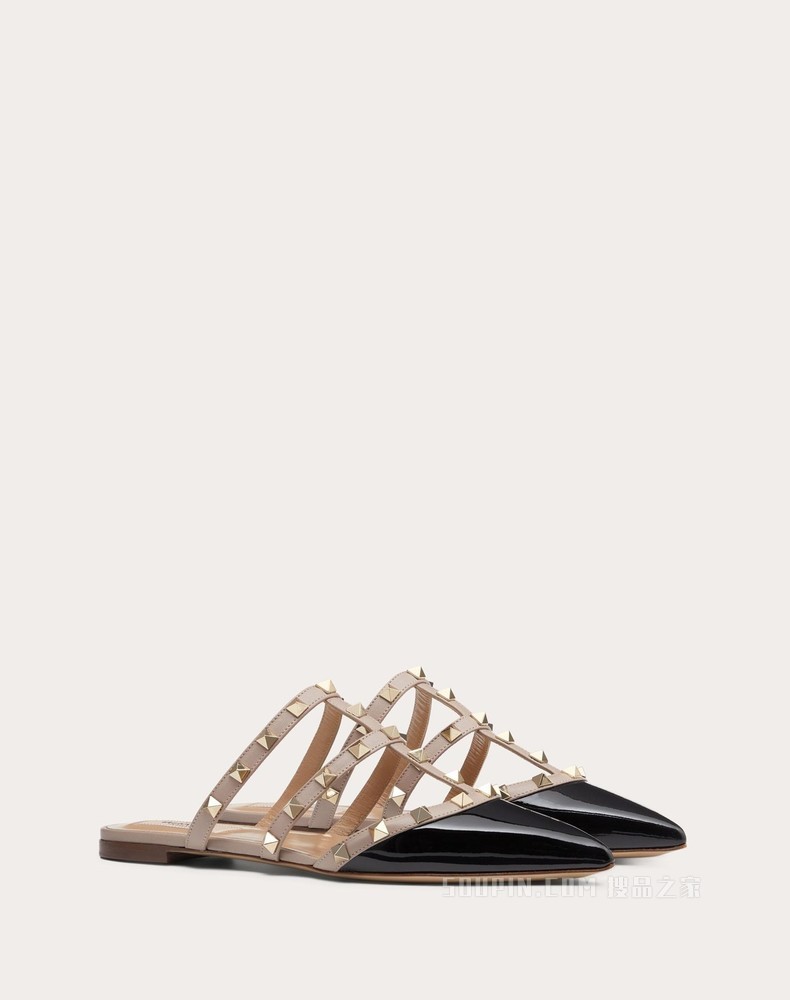 Rockstud 漆皮铆钉穆勒鞋（鞋跟高 0.5 厘米）