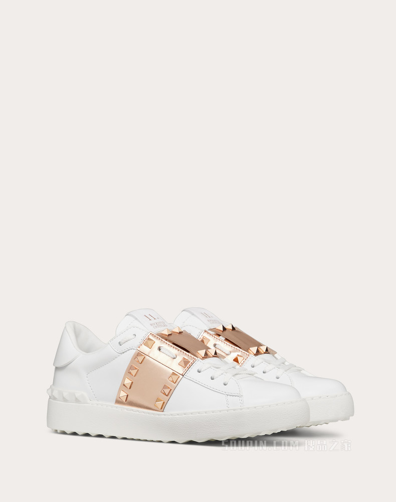 Rockstud Untitled 金属质感条纹小牛皮铆钉运动鞋