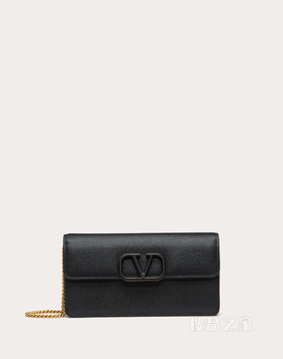 VLogo Signature 粒面小牛皮链式钱包