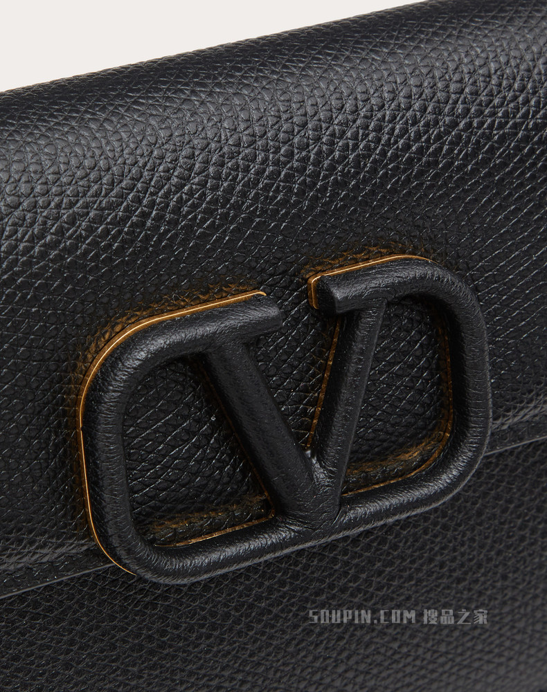 VLogo Signature 粒面小牛皮链式钱包