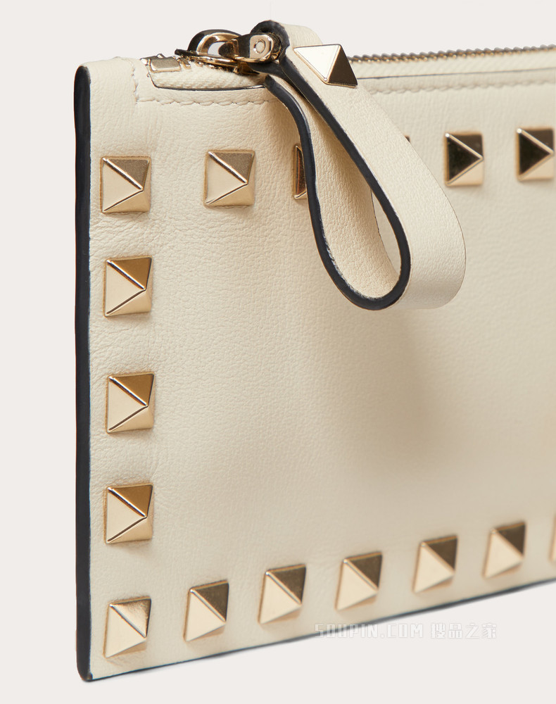 ROCKSTUD 小牛皮拉链卡夹