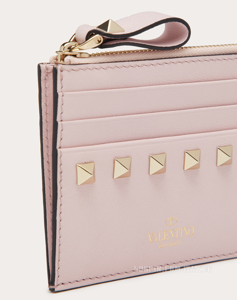 Rockstud 小牛皮拉链式卡夹