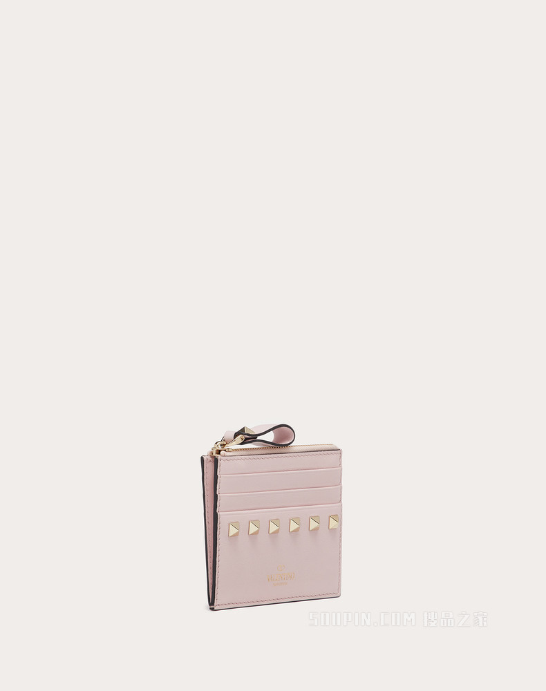 Rockstud 小牛皮拉链式卡夹