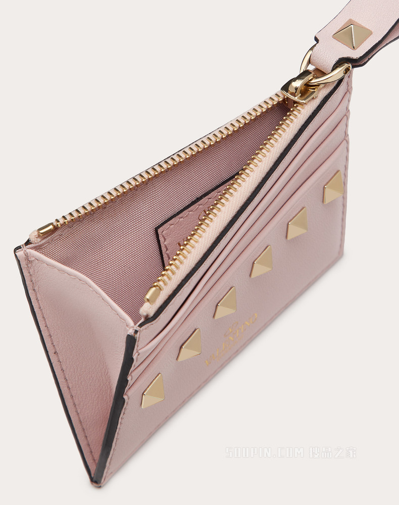 Rockstud 小牛皮拉链式卡夹