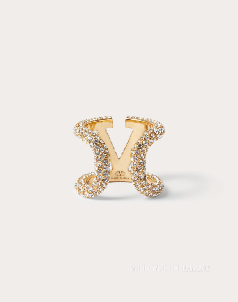 VLogo Signature 金属和施华洛世奇®仿水晶戒指