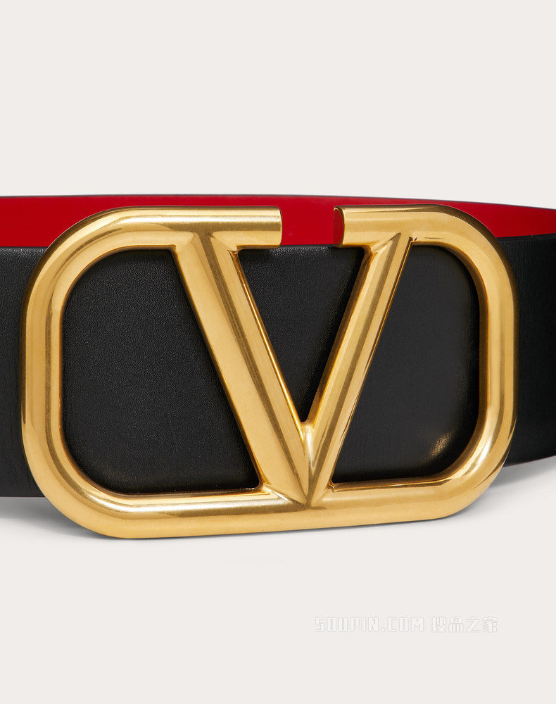 双面 VLogo Signature 光面小牛皮腰带（宽 7 厘米）