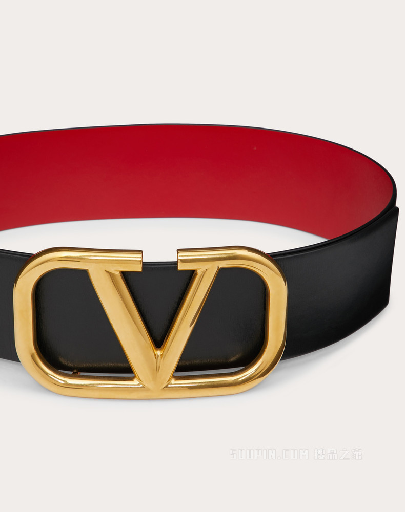 双面 VLogo Signature 光面小牛皮腰带（宽 7 厘米）