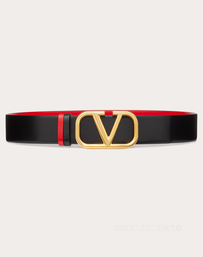 双面 VLogo Signature 光面小牛皮腰带（宽 4 厘米）