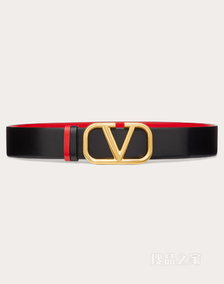 双面 VLogo Signature 光面小牛皮腰带（宽 4 厘米）