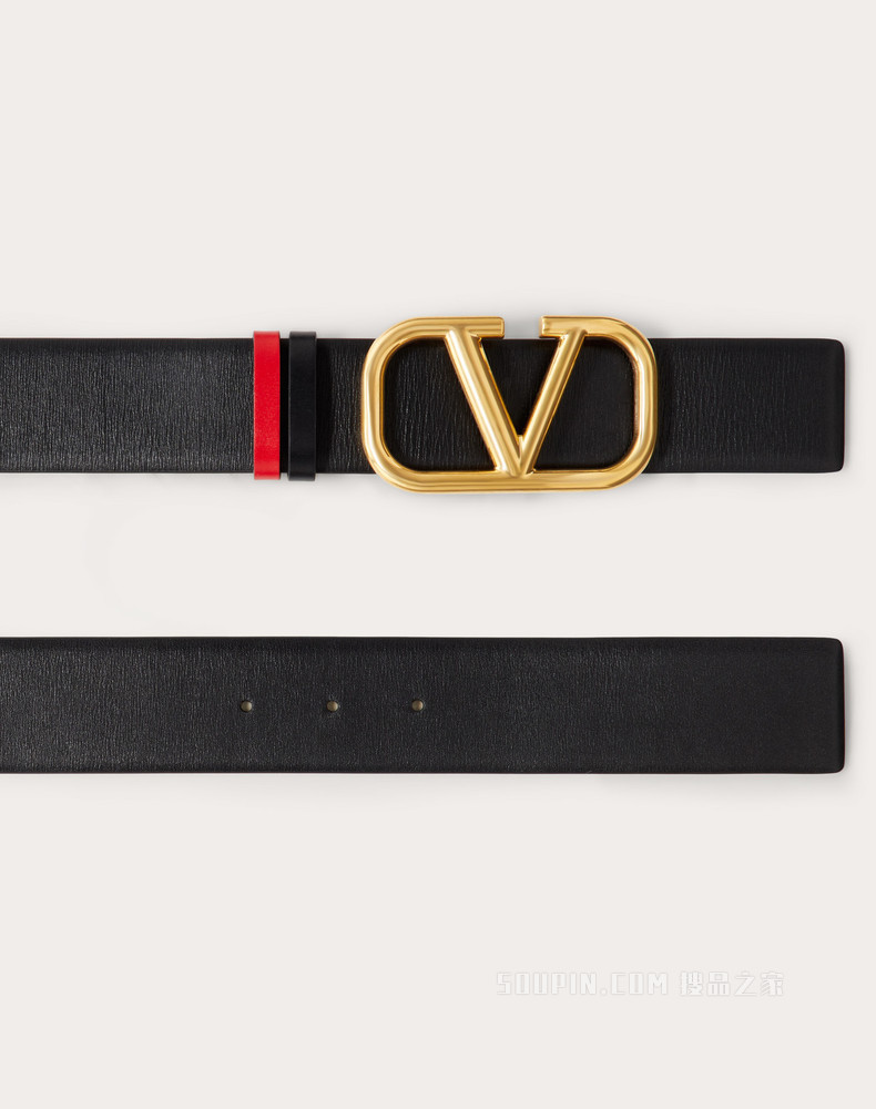 双面 VLogo Signature 光面小牛皮腰带（宽 4 厘米）