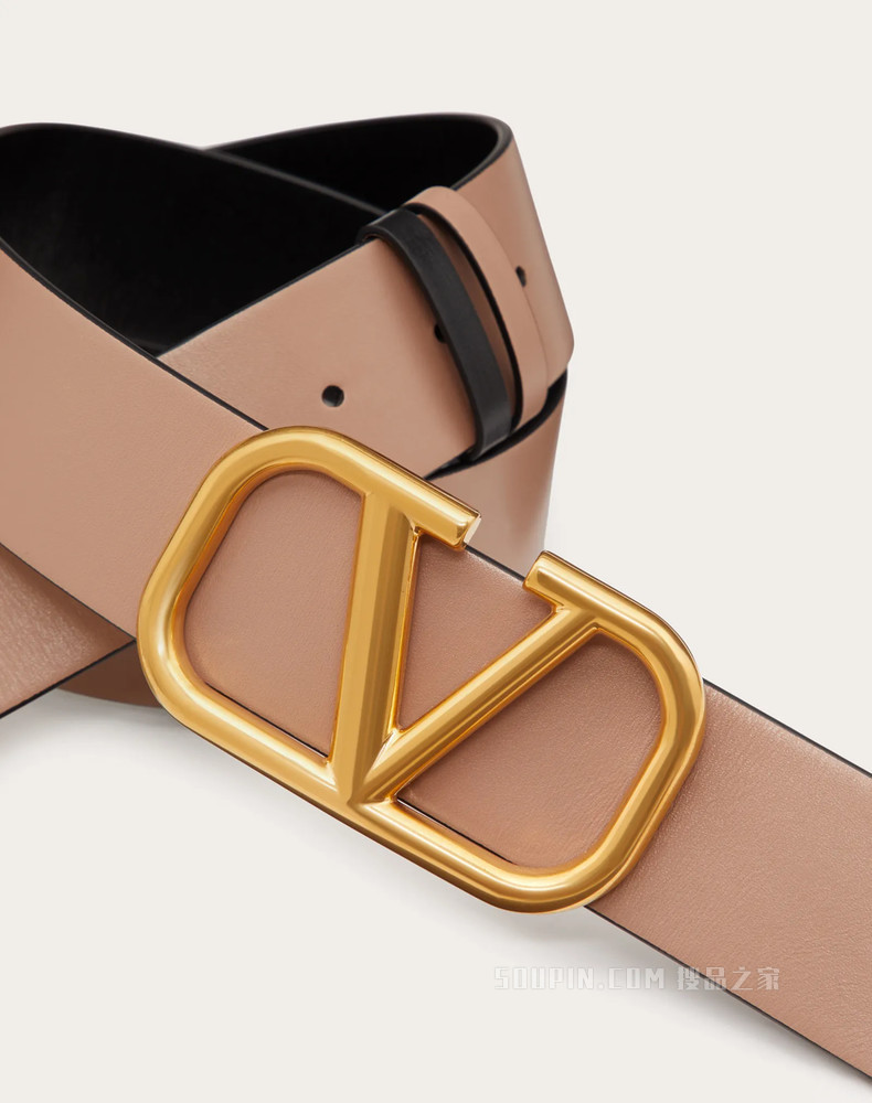 双面 VLogo Signature 光面小牛皮腰带（宽 4 厘米）