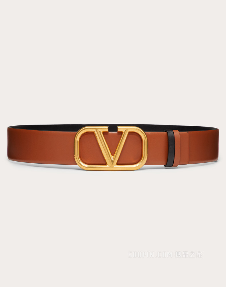 双面 VLogo Signature 光面小牛皮腰带（宽 4 厘米）