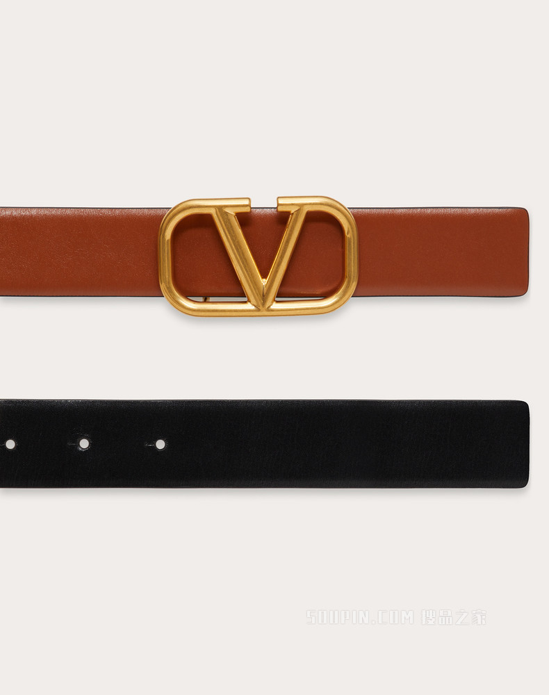 VLogo Signature 光面小牛皮双面腰带 （宽 3 厘米）