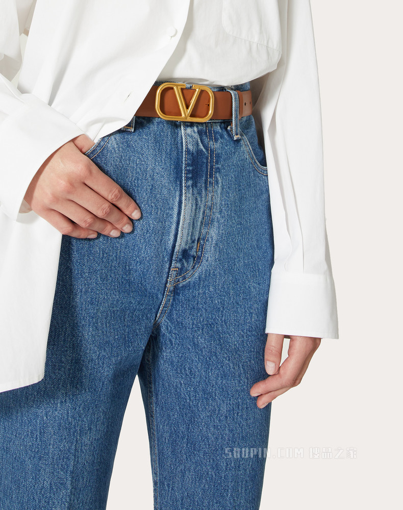 VLogo Signature 光面小牛皮双面腰带 （宽 3 厘米）