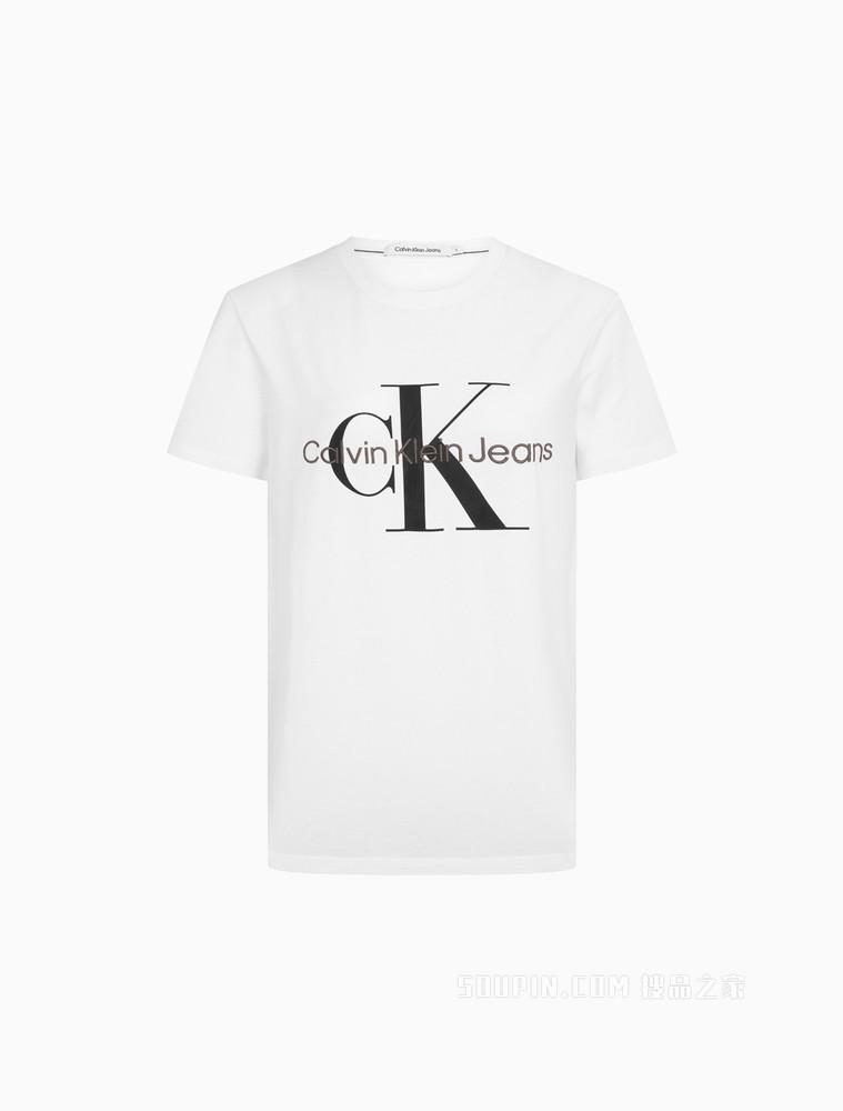 Calvin Klein 女士舒适简约纯棉醒目LOGO短袖T恤J218885