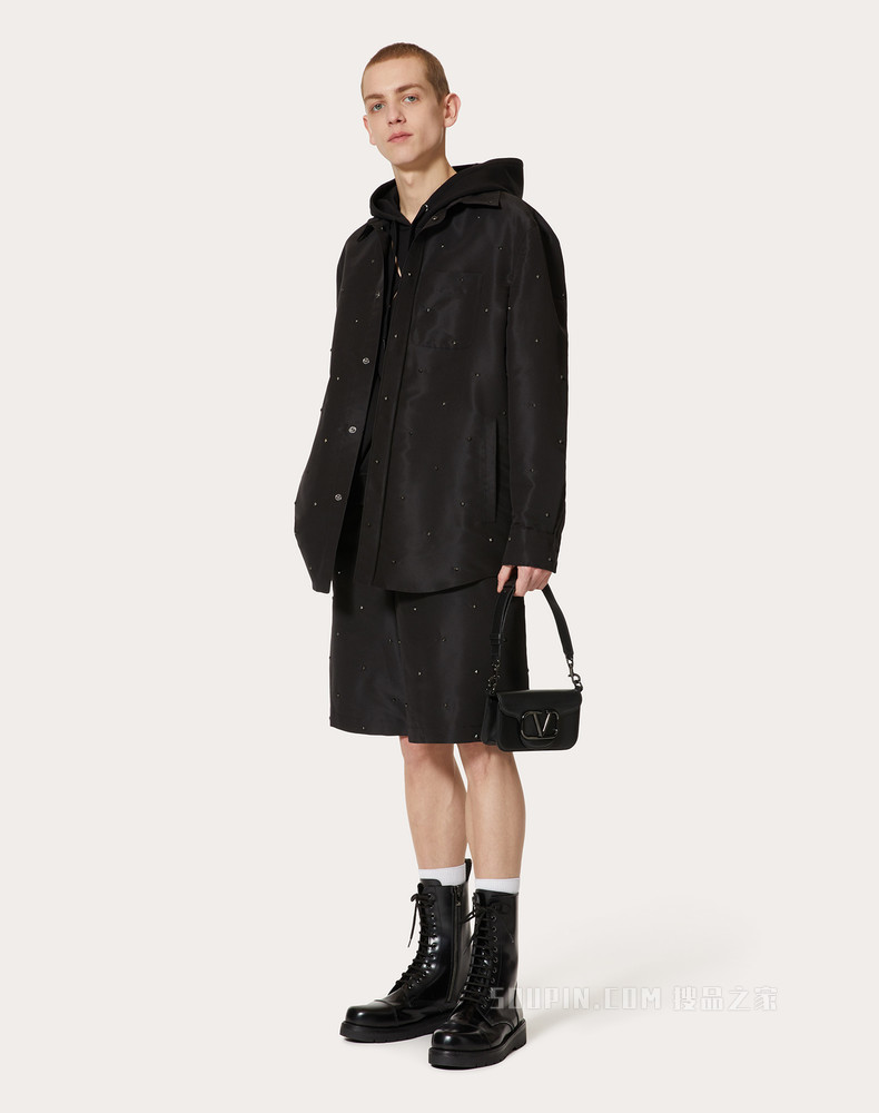 ROCKSTUD SPIKE饰铆钉丝质罗缎衬衫