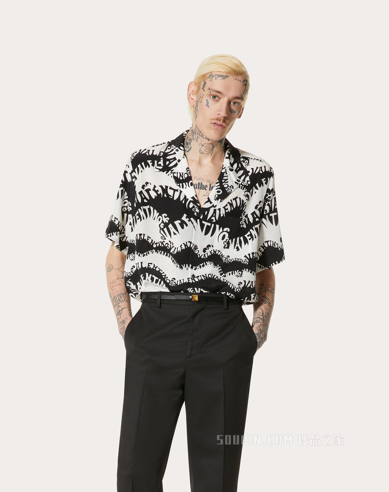 VALENTINO ARCHIVE 1970丝质保龄球衬衫