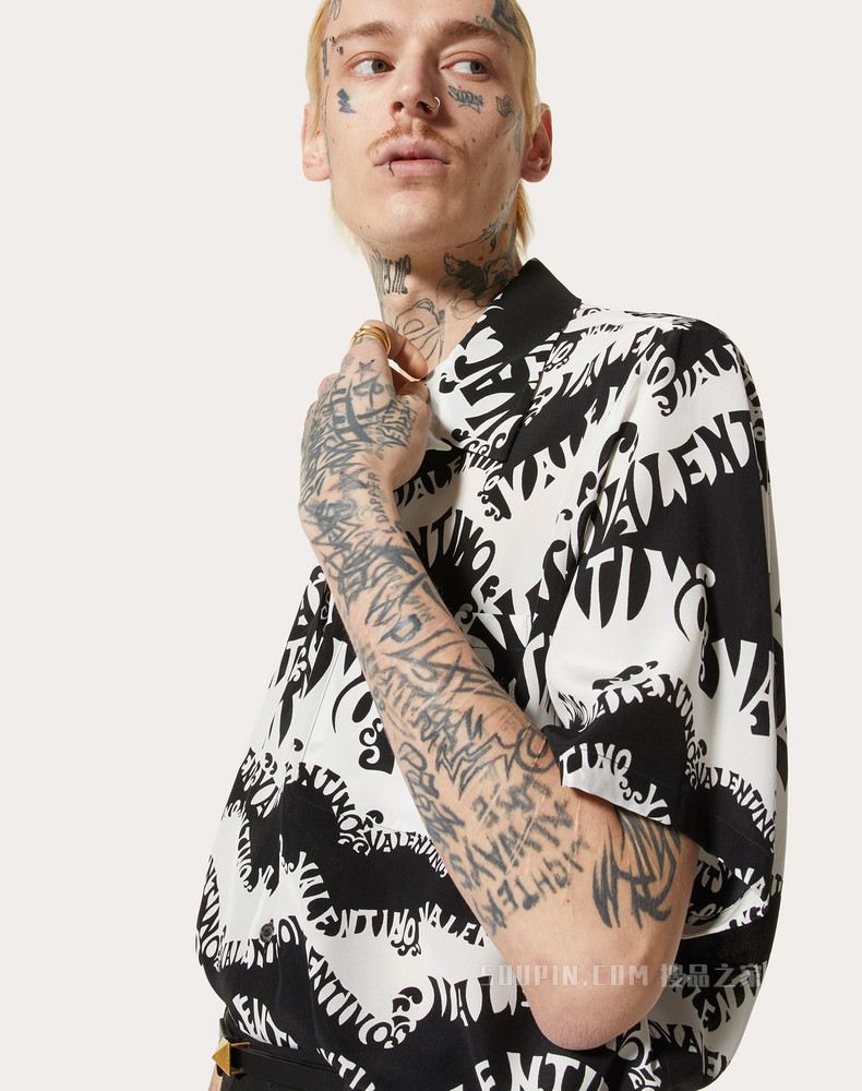 VALENTINO ARCHIVE 1970丝质保龄球衬衫