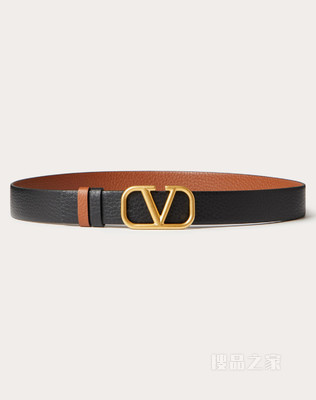VLogo Signature 麋鹿印花小牛皮双面腰带（宽 3 厘米）