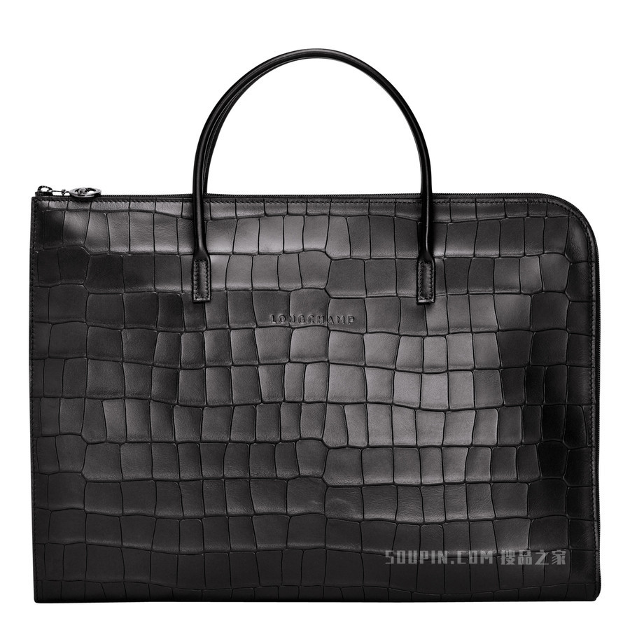 Croco Block 公文包小号 - 黑色