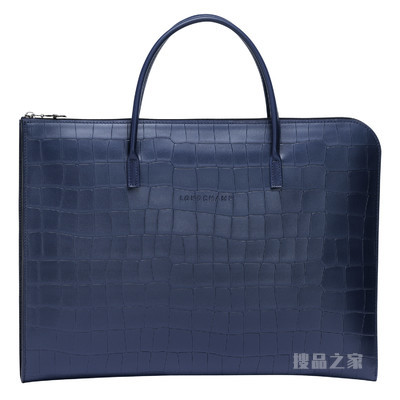 Croco Block 公文包小号 - 蓝色