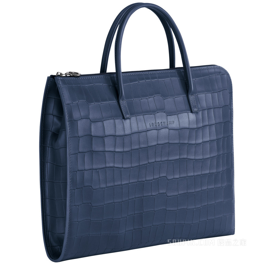 Croco Block 公文包小号 - 蓝色
