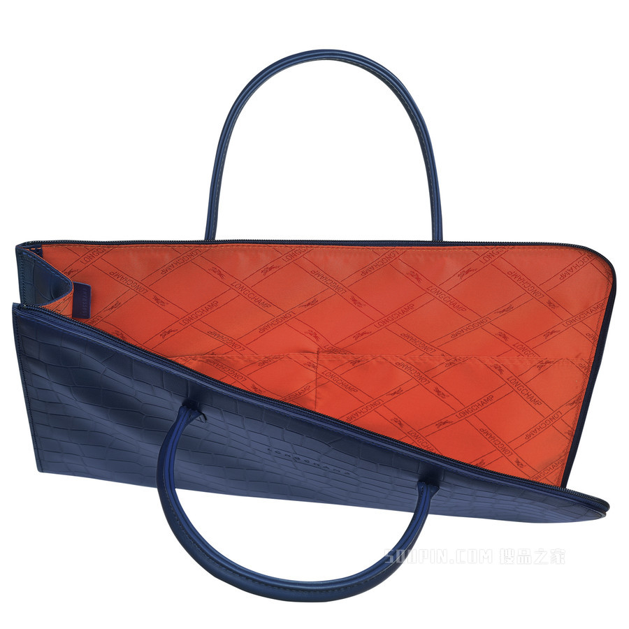 Croco Block 公文包小号 - 蓝色