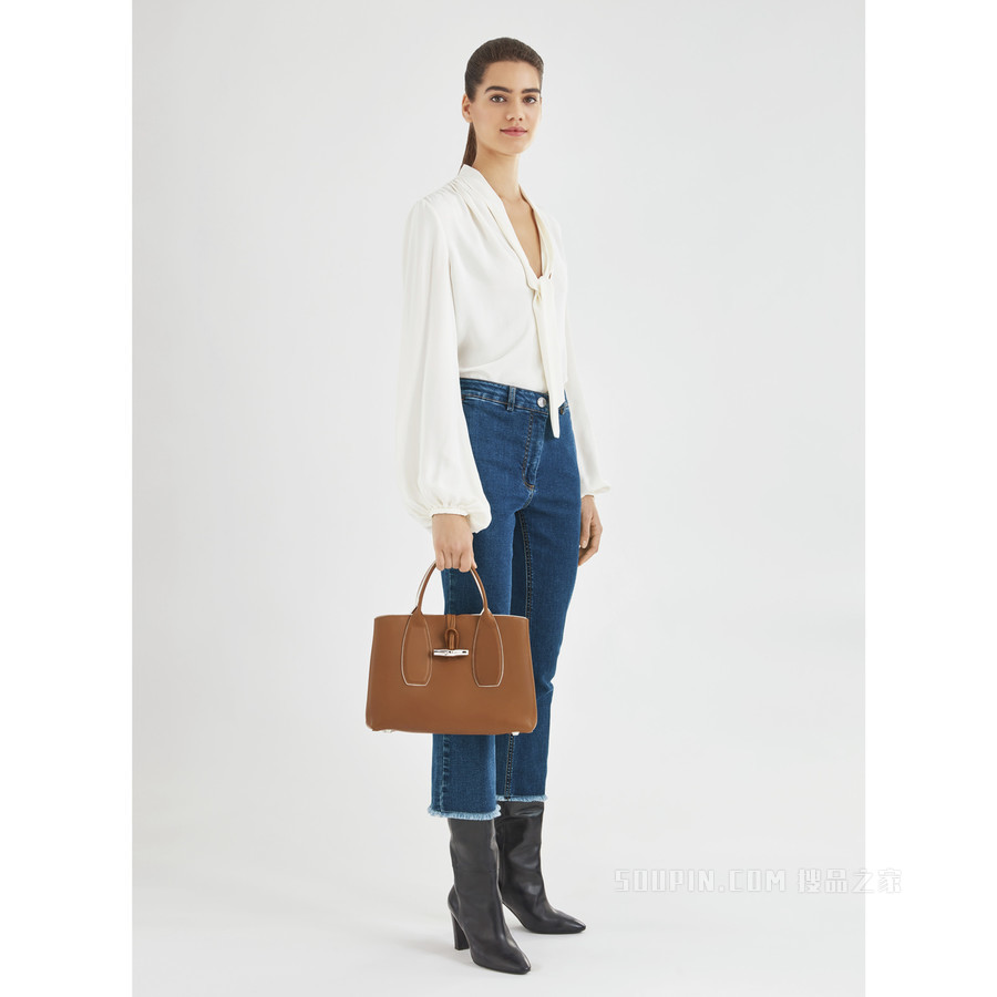 Roseau 手提包中号 - 棕色
