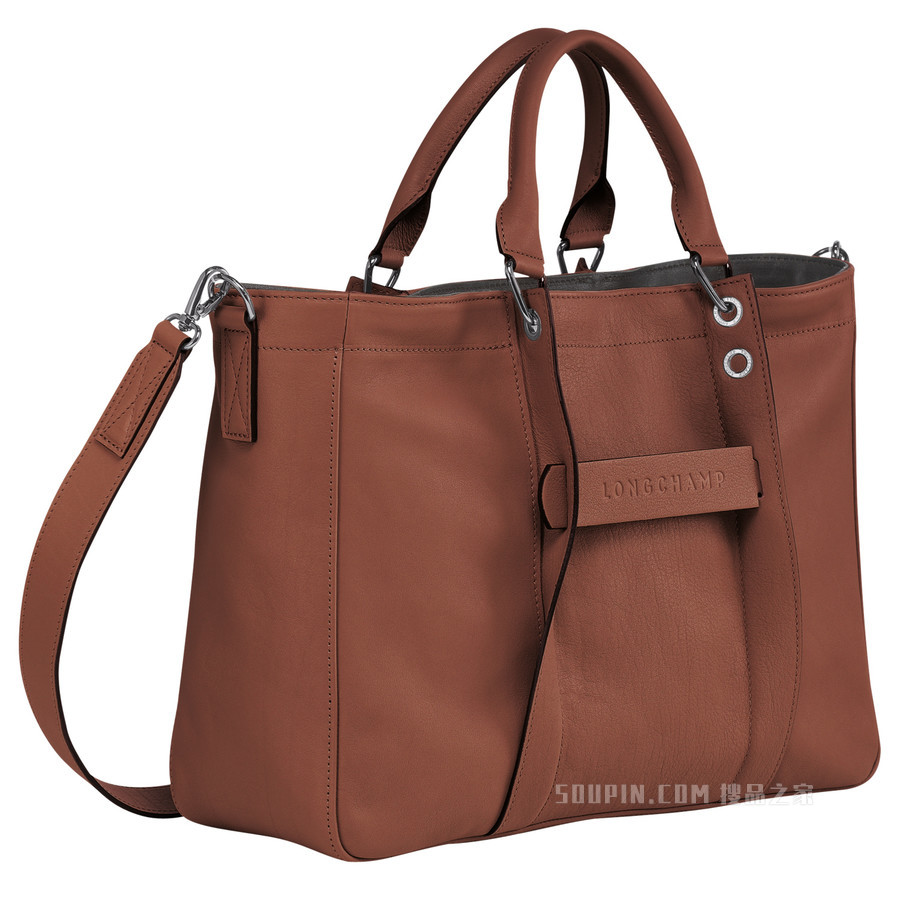 Longchamp 3D 手提包中号 - 棕色