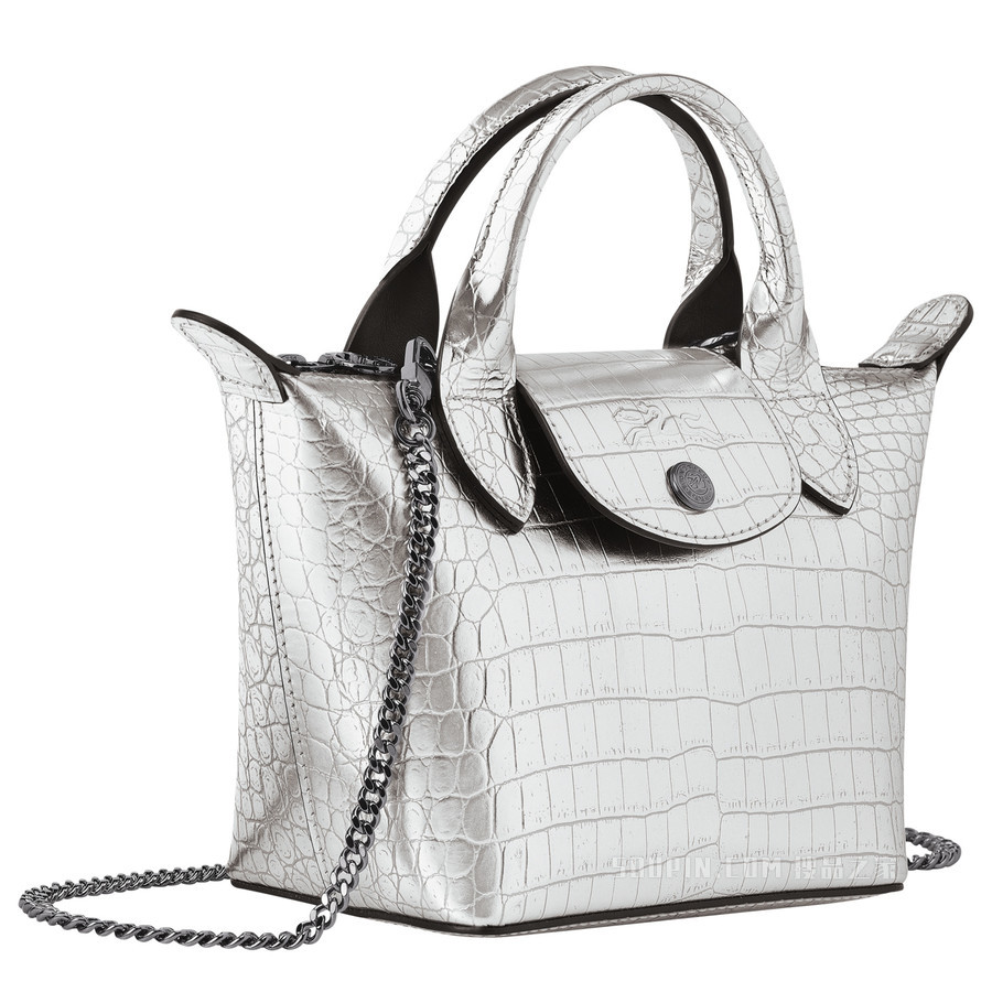 Le Pliage Cuir Croco 手提包特小号 - 灰色