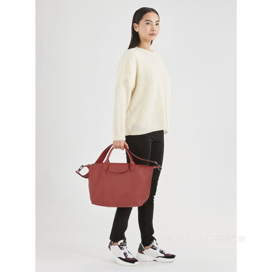 Le Pliage Cuir 手提包 M - 橘色