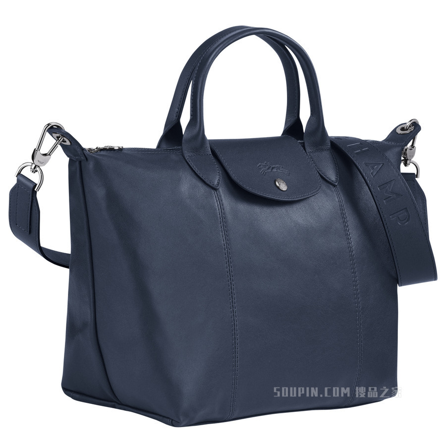Le Pliage Cuir 手提包 M - 蓝色