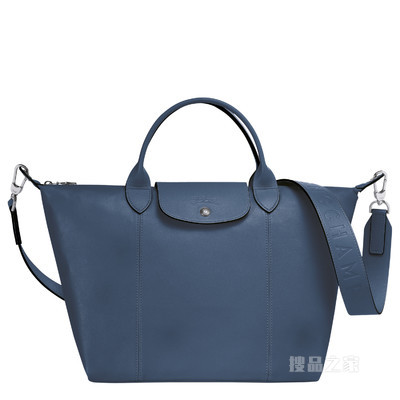 Le Pliage Cuir 手提包 M - 蓝色