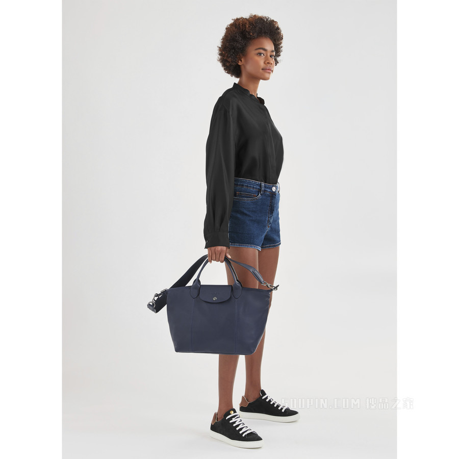 Le Pliage Cuir 手提包 M - 蓝色