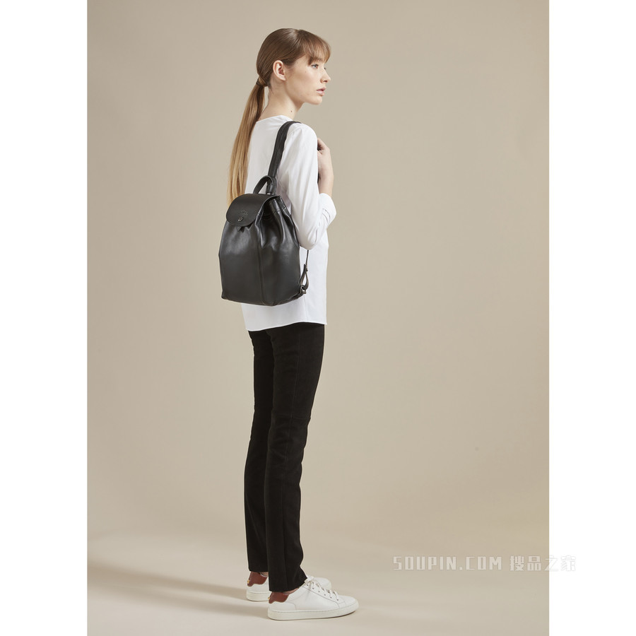 Le Pliage Cuir 双肩背包 - 黑色