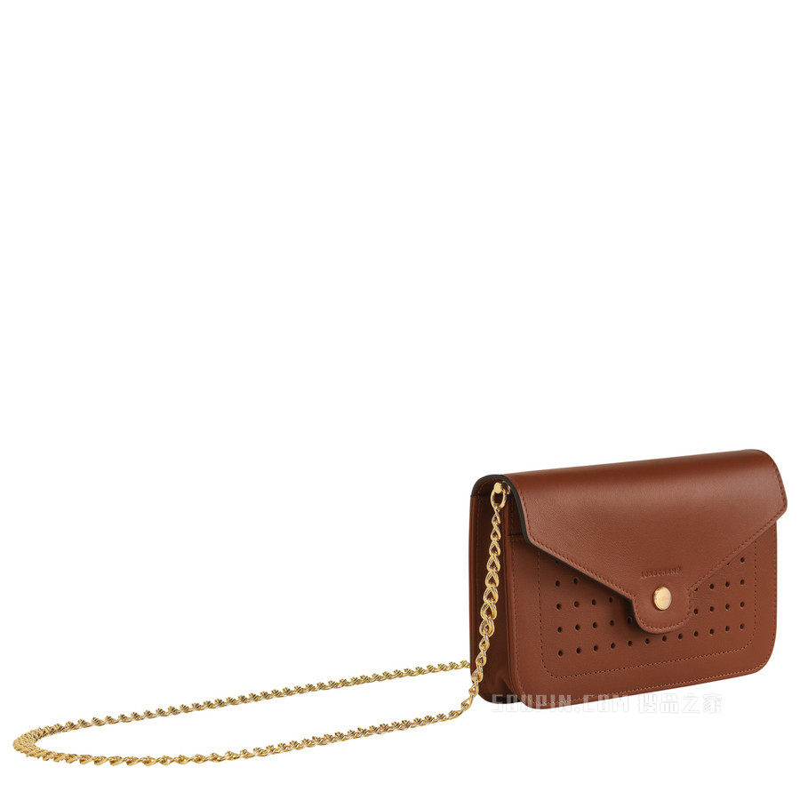 Mademoiselle Longchamp 系列 带链钱包 - 棕色