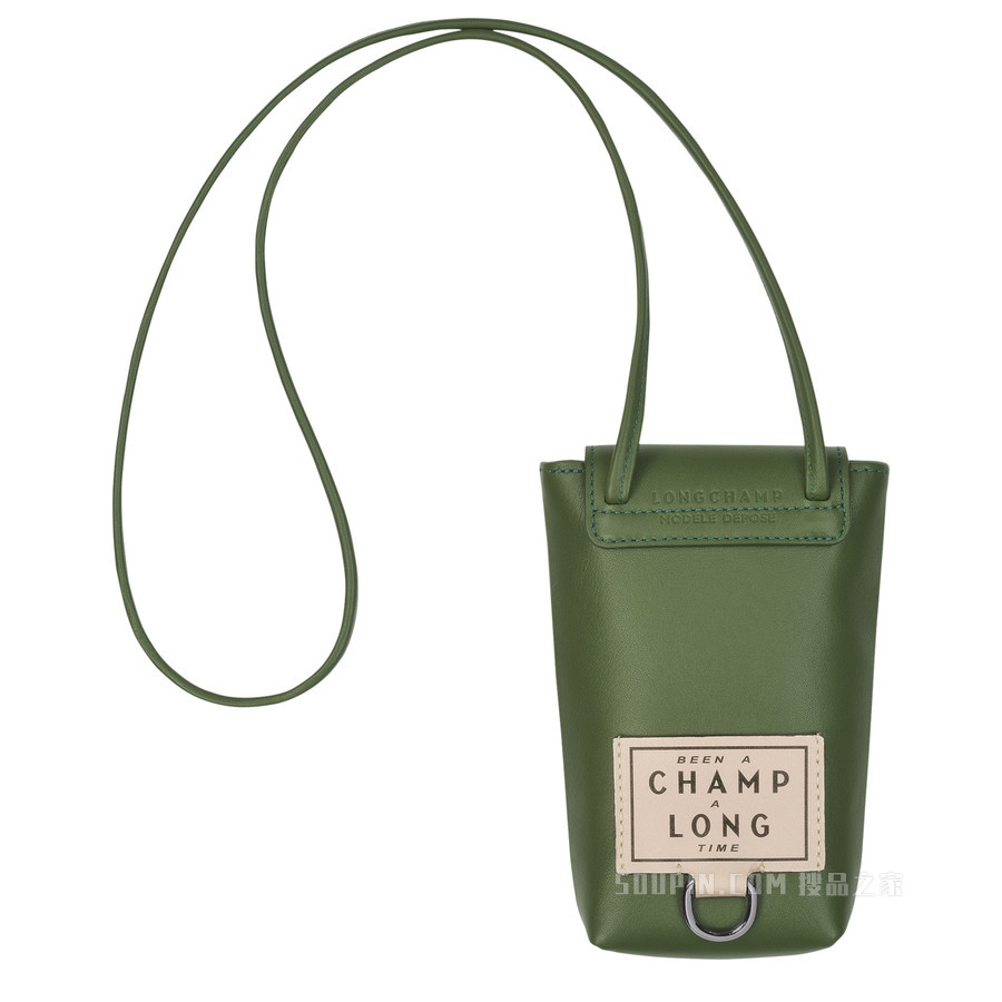 Longchamp x EU 皮革饰边手机壳 - 绿色
