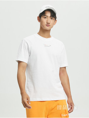 【彩虹系列】Calvin Klein 22春夏男士纯棉绚丽彩纹印花短袖T恤J321589