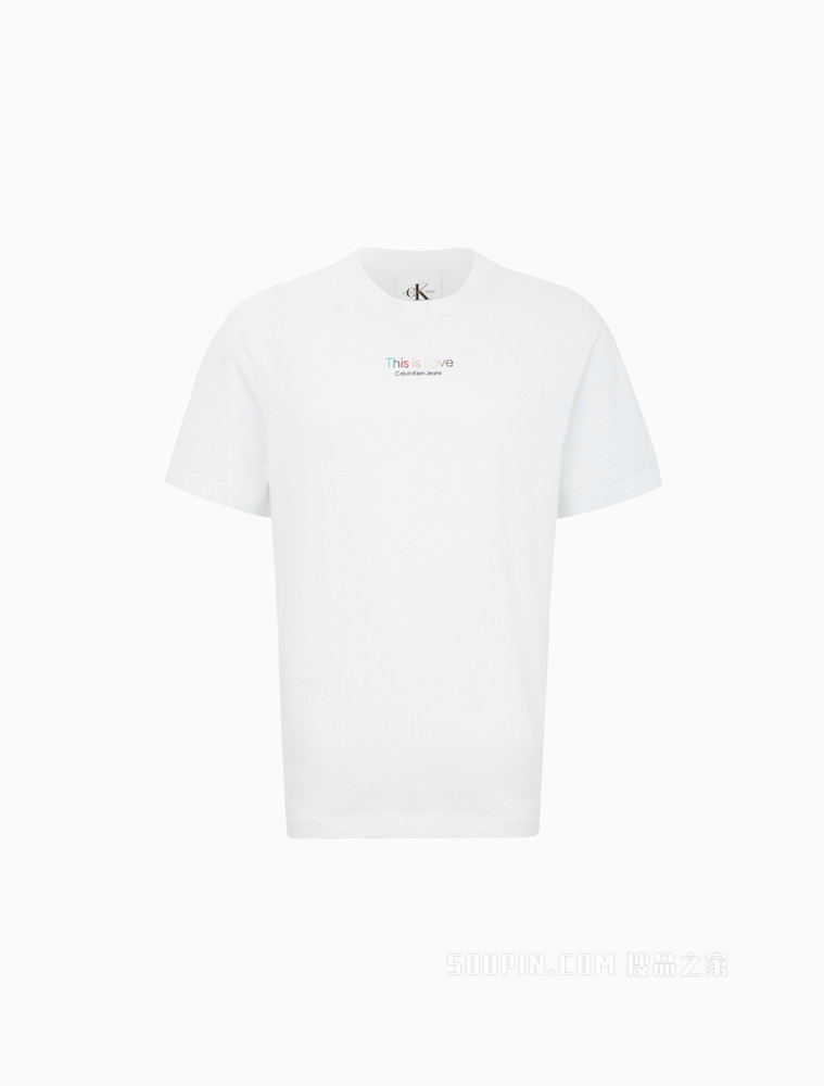 【彩虹系列】Calvin Klein 22春夏男士纯棉绚丽彩纹印花短袖T恤J321589