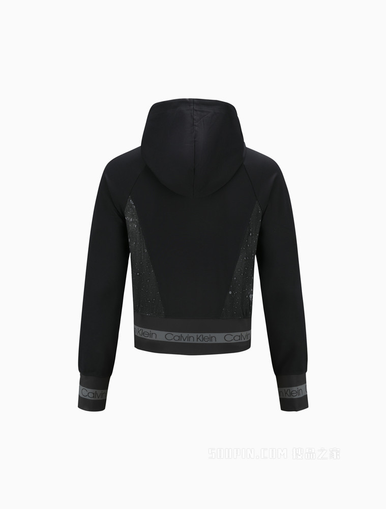Calvin Klein 22春夏女士时尚拼接循环LOGO拉链连帽运动卫衣4WS2J404