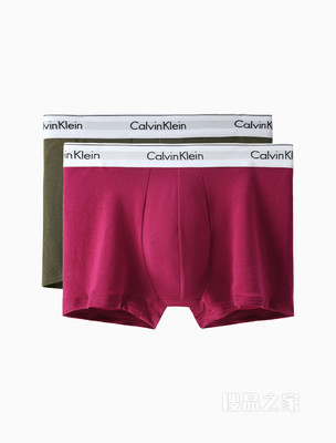 【摩登引力带】Calvin Klein 男士两条装LOGO腰边弹力贴身平角内裤NB1086