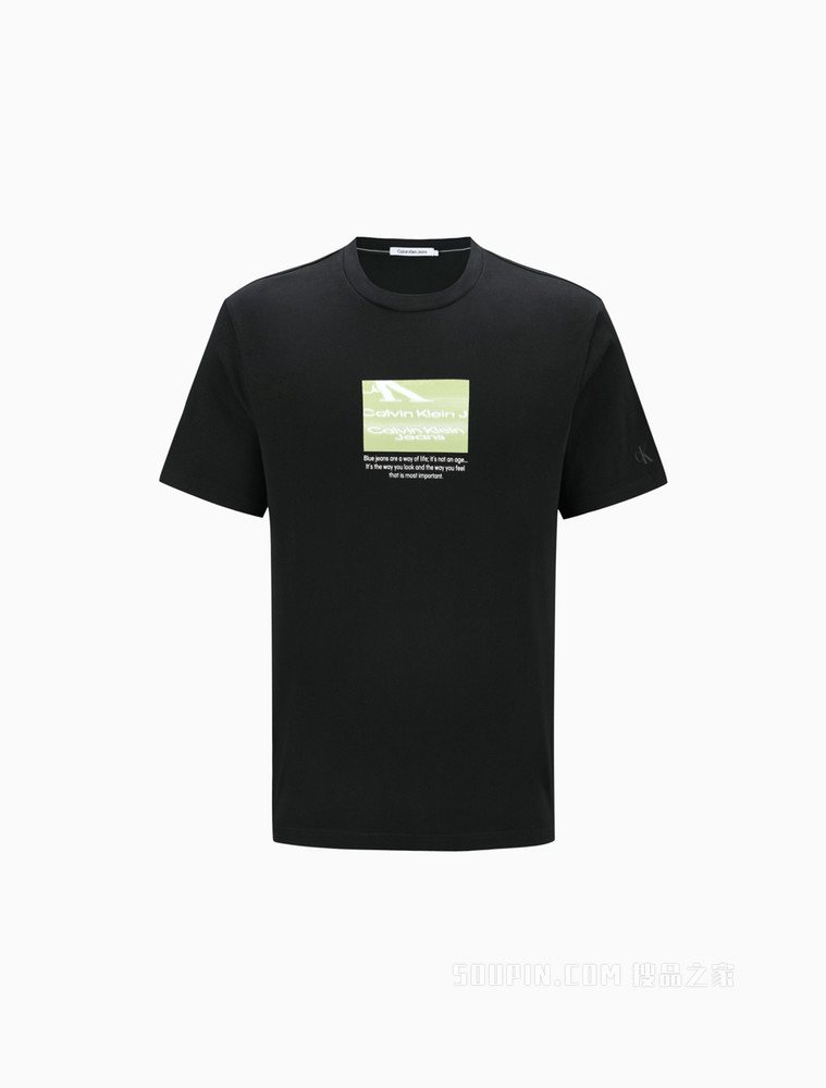 Calvin Klein 22春夏新款男士时尚圆领纯棉印花宽松透气短袖T恤J320946