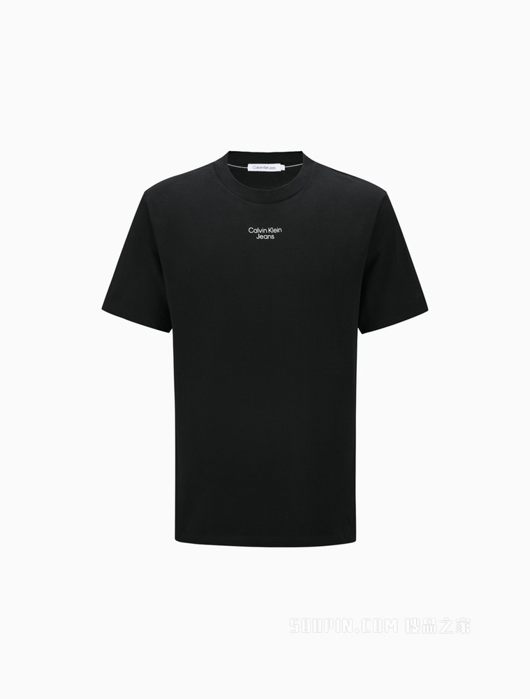 Calvin Klein 22春夏新款男士圆领纯棉简约胶质LOGO短袖T恤J320949